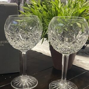 Two Waterford Crystal wine glasses Lismore